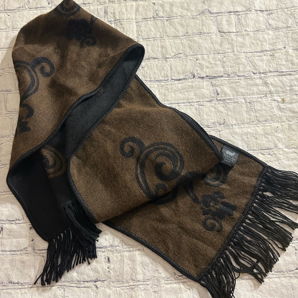 Jnca’s Inc Alpaca Made Un Peru Black Brown With Fringe Oblong Scarf O/S View 4